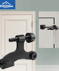 2 Pack Hinge Pin Black Door Stopper, Adjustable Deluxe Heavy Duty Door Stopper 2-1/2"x1-3/4” with Black Rubber Bumper Tips installed on door