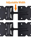 Self Closing Gate Hardware Hinges Heavy Duty for Wooden/Vinyl/PVC Fences,90 Degree Adjustable with Installation Screws, Black