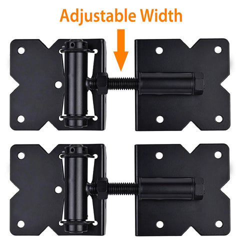 Self Closing Gate Hardware Hinges Heavy Duty for Wooden/Vinyl/PVC Fences,90 Degree Adjustable with Installation Screws, Black
