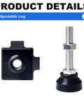 Adjustable 4040 Leg Feet For 40x40 T Slot And V Slot Aluminum Extrusion Black 4 Pack, durable accessory for stable leveling.