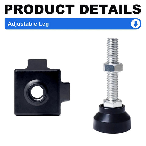 Adjustable 4040 Leg Feet For 40x40 T Slot And V Slot Aluminum Extrusion Black 4 Pack, durable accessory for stable leveling.