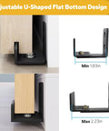 Sliding Barn Door Floor Guide Black Adjustable U Shape Flush Bottom Design Wall Mounted For Doors And Cabinets