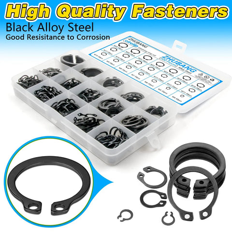 All In One C Clip And E Clip Retaining Ring Kit With 800 Pieces External Circlip Assortment M4 To M28 Alloy Steel Kit Display