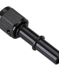 6AN Female Swivel to Three Eighths Inch Quick Disconnect EFI Fuel Fitting Adapter Straight Aluminum Black Push On Swivel End
