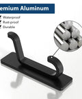 Close-up of Adhesive Wall Hook 4 Pack Heavy Duty Holds Up To 13 Pounds With Double Hook Design Peel And Stick Mount No Drilling Black