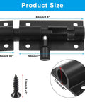 Dimensions of Two Pack 2 Inch Barrel Bolt Latches, Heavy Duty Sliding Door Locks Made From Aluminum Alloy, Black
