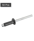 4mm By 12mm Aluminum Blind Rivets Open End With Flat Round Head For Metal And Leather Black 50 Pack Heavy Duty Fasteners shown