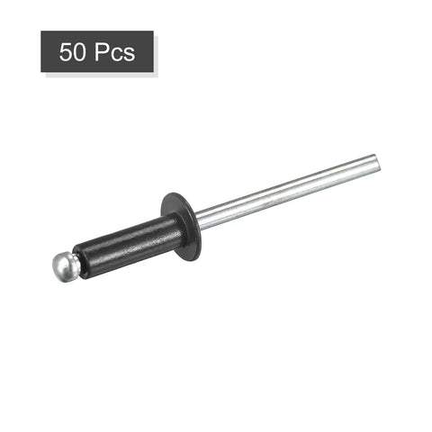 4mm By 12mm Aluminum Blind Rivets Open End With Flat Round Head For Metal And Leather Black 50 Pack Heavy Duty Fasteners shown