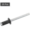 Aluminum Blind Rivets 5mm By 10mm Open End Flat Round Head Black 25 Pcs Pack For Metal Plate And Leather Jointing