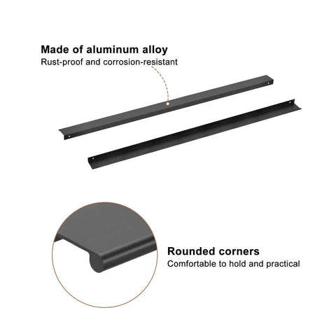 5 Pack 31.5 Inch Cabinet Edge Finger Pulls Black Aluminum Alloy Back Mount Hidden Drawer Edge Handles Concealed Tab Pulls For Kitchen Cabinets And Home Furniture 800mm Long Durable Aluminum Construction For Smooth Operation.