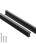 5 Pack 192mm Center Hole Tilted Black Cabinet Handles L Rectangle Aluminum Alloy Pulls with screws displayed on white background