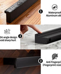 Image showing waterproof, anti-fingerprint 5 Pack 192mm Center Hole Tilted Black Cabinet Handles L Rectangle Aluminum Alloy Pulls.