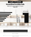 Diagram of 5 Pack 192mm Center Hole Tilted Black Cabinet Handles L Rectangle Aluminum Alloy Pulls with measurements and specifications