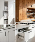 5 Pack 192mm Center Hole Tilted Black Cabinet Handles L Rectangle Aluminum Alloy Pulls in modern kitchen cabinetry