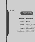 Side view of Five Pack Concealed Finger Pulls for Cabinets and Drawers in Black Aluminum, 200mm overall, with dimensions.