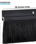 Black Aluminum Door Sweep - 2 Inch Brush x 36 Inch Draft Blocker, Weather Stripping close-up showing brush and length
