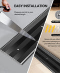 Easy installation of 48"L 5"W 0.25"H Extra-Sturdy Aluminum Door Threshold Strip, pre-drilled holes, screws included