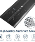 Aluminum Metal Door Threshold, Floor Transition Strip, 36'' L x 4'' W x 0.1'' H, Flat-Profile Threshold in black with aluminum texture