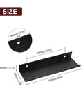 Diagram of Two Pack 150mm Cabinet Edge Finger Pulls Black Aluminum Alloy with measurements, showing 4mm holes and 128mm spacing.