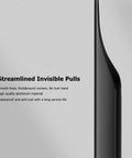 Side view of 5 Pack Concealed Finger Pulls For Cabinets And Drawers, Streamlined Long Aluminum Edge Tab Handles, Black Finish, 300mm Length