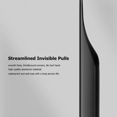 Side view of 5 Pack Concealed Finger Pulls For Cabinets And Drawers, Streamlined Long Aluminum Edge Tab Handles, Black Finish, 300mm Length