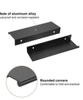 Two Pack 150mm Cabinet Edge Finger Pulls Black Aluminum Alloy Back Mount Concealed Tab Handles For Hidden Drawers detail view