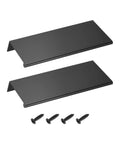 Two Pack 150mm Cabinet Edge Finger Pulls Black Aluminum Alloy Back Mount Concealed Tab Handles with screws