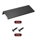 Two Pack 150mm Cabinet Edge Finger Pulls Black Aluminum Alloy Back Mount Concealed Tab Handles with screws for Hidden Drawers