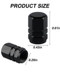 Aluminum Tire Stem Valve Caps Hexagon Shape Dustproof Wheel Valve Covers size chart with black hex caps, 0.61in height