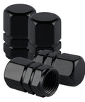 Aluminum Tire Stem Valve Caps Hexagon Shape Dustproof Wheel Valve Covers 4 Pieces Universal For SUV Car Bike Motorcycle Black