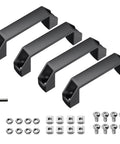4 Pack Aluminum Rectangular Industrial Pull Handles With 90mm Hole Spacing For 20 Series European Standard Aluminum Extrusion Profile Black Includes Complete Installation Kit And All Hardware