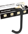 Aluminum 90 Degree Offset Door Pull Black Anodized 1 Inch 10 Inch Center displayed in packaging