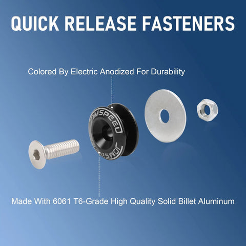 Universal Black CNC Billet Aluminum Quick Release Fastener Kit For Bumper Trunk Perfect For Any Ride Or Car Fits All Vehicles