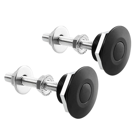 Quick release latch license plate lock clip kit, 1.25 inch aluminum alloy hood pins with button release, black finish