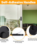 Self Stick Sliding Door Handles 4 Inch Black Aluminum Alloy Adhesive Flat Finger Pulls on glass door with close-up features