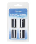 Pack of four black aluminum side clamp standoffs, 3/4 x 1 inch, for acrylic PVC glass panels, burglarproof sign hardware with spacers