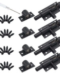Beefy 2 Inch Black Aluminum Slide Bolt Latch For Doors And Gates, Heavy Duty Barrel Lock With Screws Included, Rust Resistant, 4-pack