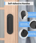 2 Pack 4 Inch Self Adhesive Sliding Door Handles Aluminum Alloy No Drill Installation Ideal For Push Pull Glass Barn Doors