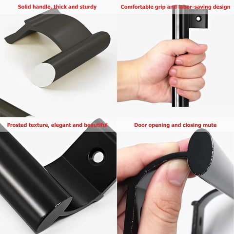 Close-up of 8 Inch Aluminum Alloy Sliding Glass Door Handle for Patio Doors Replacement, showing black reversible handle and features.