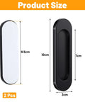 Self Stick Sliding Door Handles 4 Inch Black Aluminum Alloy Adhesive Flat Finger Pulls front and side view dimensions