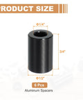 Six Piece Aluminum Spacers Set With Quarter Inch Inner Diameter And Half Inch Outer Diameter Three Quarter Inch Length Unthreaded Round Standoff Bushings For Quarter Inch Screws And Bolts Black Patikil shown individually