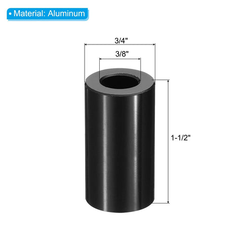 Heavy Duty Aluminum Spacers M10 Five Pack With Three Quarter Inch Outer Diameter And One And A Half Inch Length Black Anodized Standoffs