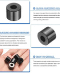 Ten Piece Aluminum Spacer Set One Quarter Inch Bore Five Eighths Inch OD One Half Inch Length Black Anodized Round Unthreaded Standoff Bushings For Do It Yourself Projects And Electronics Durable Corrosion Resistant displayed with hand and close-up views