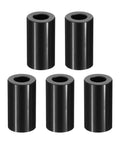 Five black anodized aluminum spacers M10 with three quarter inch outer diameter, one and a half inch length for automotive projects.