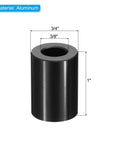 Durable Aluminum Spacers Pack of 5, M10 Outer Diameter Three Quarter Inch, One Inch Length, Black Anodized, Side View