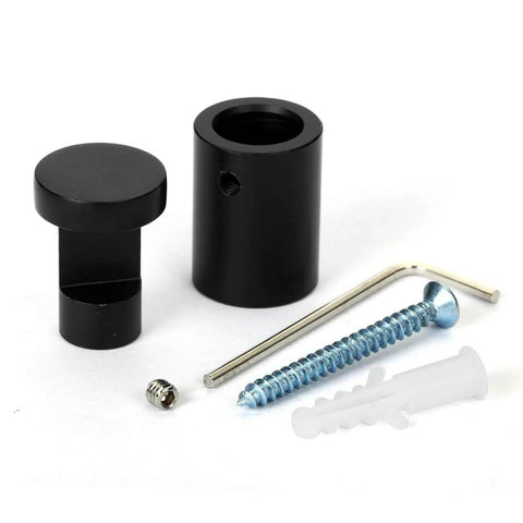 Side Clamp Standoffs Three Quarter By One Inch Black Aluminum Edge Grip for Glass Burglarproof Sign Hardware with screws