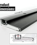 Black Adjustable Aluminum Threshold, Threshold Extension, Short Width, Hidden Screw Design, cross-section view, 36 Inch