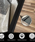 Black Adjustable Aluminum Threshold, Threshold Extension, Short Width, Hidden Screw Design shown installed on doorway floor