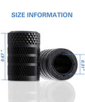 Tire Valve Stem Caps Black Anodized Aluminum Set 4 Pack With Plastic Inner Valve Design For Corrosion Resistance Size Info