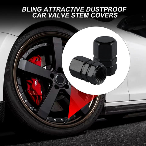 Aluminum Tire Stem Valve Caps Hexagon Shape Dustproof Wheel Valve Covers 4 Pieces Universal For SUV Car Bike Motorcycle